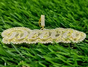 Collar Hip Hop con Colgante de Letra Personalizada con Moissanita, Chapado en Oro sobre Plata de Ley 925, con Diamantes Tishya para Mujer, 20 g - Product Image 4