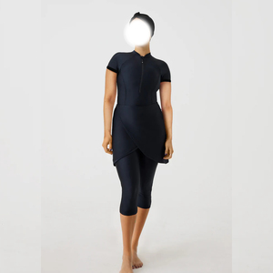 Maillot de bain musulman personnalisé pour femme, burkini modeste à couvrance intégrale, coupe haute, imprimé devant, ensemble 2 pièces, séchage rapide, élégant, islamique - Product Image 1