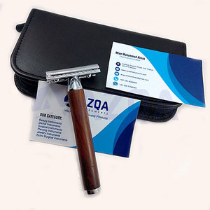 Maquinilla de afeitar de seguridad de doble filo con mango de madera y acero inoxidable, herramienta de afeitado con agarre ergonómico para barbería y cuidado personal - Product Image 6