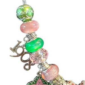 Collar con Colgante de Cuentas Colorido para Mujer, Joyería de Moda, Accesorio de Regalo, Elegante y Casual, Verde y Rosa - Product Image 2