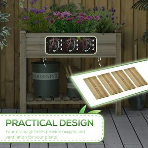 Fioriera Rialzata Classica 90x50x75 cm con Ripiano Contenitore, Vaso da Coltivazione in Legno, Letto da Giardino Elevato BA - Product Image 6