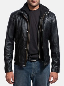 Mens Back Street <b>Black</b> Leather <b>Jacket</b> - Product Image 1