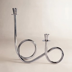 Ensemble de 3 supports à bougies en bois rustique, blanc vieilli avec motifs sculptés, décoration d'intérieur - Product Image 2