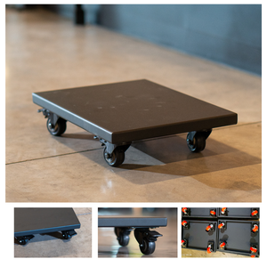 Chariot à plateforme industriel robuste 750x475mm à quatre roues mobiles en acier thermolaqué marron - Product Image 3