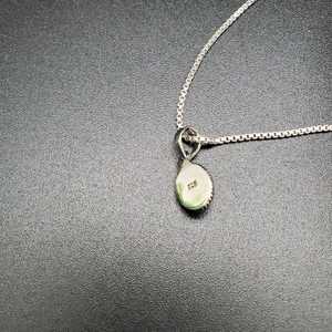 Collier pendentif ovale en aventurine verte, chaîne en argent plaqué or, bijoux délicats en argent sterling avec pierre verte, cadeau pour femmes et hommes - Product Image 6