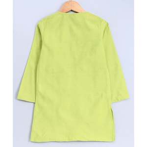 Men's Solid Green Kurta-<b>Pyjama</b> Set with Jacket & Full Sleeves-Polyester - Product Image 6