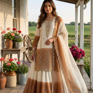 Women's Heavy Dual Tone Georgette Modern Digital Print Quick Dry Regular Fit Kurta/<b>Kurti</b> for Wedding Party Diwali All Seasons - Product Image 1