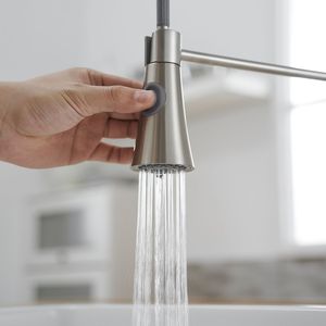 Robinet de cuisine monocommande monolevier en nickel brossé avec douchette extractible pour évier de cuisine - Product Image 2