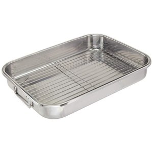 16.5 x 12 Inch All in One Stainless Steel Roasting and Lasagna Pan with Rack Oven <b>Baking</b> Tray Roaster Cooking Pan <b>Set</b> - Product Image 1