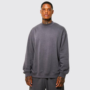 Sweat-shirt à col rond pour homme, mélange polyester/coton, polaire floqué, broderie personnalisée, logo sur le devant, respirant, hiver, OEM - Product Image 1