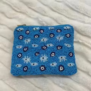 Monedero de algodón bordado con cuentas de sandía, tamaño mini, hecho a mano, estilo bohemio, con correa de muñeca, para niñas, diseño de frutas. - Product Image 4