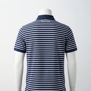 Polo personnalisé pour homme, bleu marine à rayures blanches, manches courtes, vêtements de sport de golf, uniforme de travail, OEM ODM, vente en gros - Product Image 2