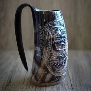 Chope en corne de buffle véritable Viking, motif animalier et ange, faite à la main, écologique, décoration d'intérieur, pour bière, taille personnalisable, haute qualité - Product Image 5