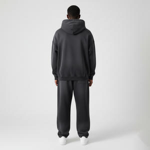 Ensemble de survêtement 2 pièces streetwear déchiré de haute qualité OEM/ODM, comprenant un sweat à capuche zippé et un pantalon de jogging, effet délavé à l'acide, tendance - Product Image 3