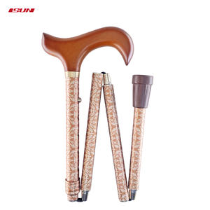 Canne de marche pliante légère de 330g avec manche en bois et pointe en caoutchouc antidérapante - Product Image 3