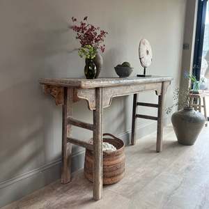 Antique Console <b>Table</b> Rustic Solid Elm Wood <b>Hallway</b> Altar <b>Table</b> <b>Narrow</b> Wabi Sabi Entryway Sofa Stand Farmhouse Living Room - Product Image 6