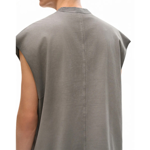 OEM Solid Men 100% Cotton Retro Hip Hop Streetwear Knitted Sleeveless O-<b>Neck</b> Sports Vest Fitness Running Plus Size Breathable - Product Image 4