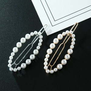 <span class=keywords><strong>Barrettes</strong></span> et pinces à <span class=keywords><strong>cheveux</strong></span> géométriques en or et perles blanches, forme ovale, en métal, pour femmes et filles aux <span class=keywords><strong>cheveux</strong></span> longs - Product Image 6