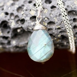 Labradorite Pendant Necklace Sterling Silver Flashy Gemstone Wire Wrapped Handmade Jewelry <b>Gift</b> <b>For</b> <b>Her</b> - Product Image 4