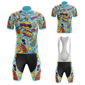 Conjunto de Jersey de Ciclismo Personalizado al por Mayor para Hombre, Diseño de Arte Pop Cómico, Secado Rápido, Transpirable, Ropa de Ciclismo de Carretera, Kit de Ciclismo con Estampado por Sublimación - Product Image 1