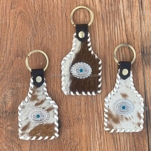 Premium Hair on Cowhide <b>Key</b> <b>Fob</b> Handcrafted for Durability and Western Style Keychain Turquoise Concho Genuine Leather Keyrings - Product Image 2