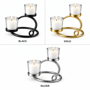 เชิงเทียนโลหะสีดำทันสมัยพร้อมที่ใส่แก้วสำหรับตกแต่งบ้าน - Product Image 3