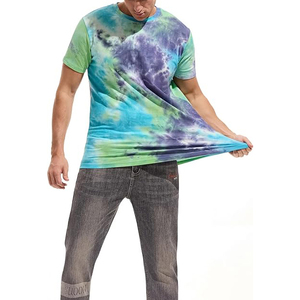 Men's Tie Dye Short Sleeve T-<b>Shirt</b> Regular Fit O-Neck Cotton Casual Knitted Patterned Top - Product Image 2
