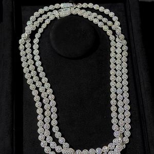 AMBER JEWELS GRA T-512 Luxury 18K Solid Natural Stone Hiphop Tennis Necklace Radiant Cut Circling Setting Unisex Wedding Party - Product Image 2