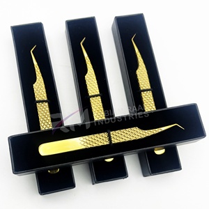 Pince à épiler professionnelle RMI Gold pour cils, haute qualité, durable, pointe volume, plasma, acier inoxydable durable, logo personnalisé - Product Image 4