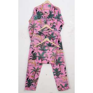 Conjunto de Pijama Transpirable para Mujer, Manga Larga, Pantalones Largos, Cintura Elástica, Ropa de Dormir de Otoño, Invierno y Primavera, 2 Piezas, 100% Algodón - Product Image 5