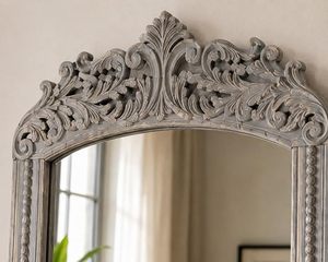 Aqdus Saleem Arched Wooden Decorative <b>Wall</b> <b>Mirror</b> Carved Console Vanity Design Traditional Vintage for Living Room Bedroom - Product Image 1