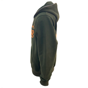 Sweat-shirt à capuche zippé vert foncé pour homme, logo brodé, style punk, coupe classique, en molleton 100 % coton French Terry, idéal pour l'été - Product Image 2