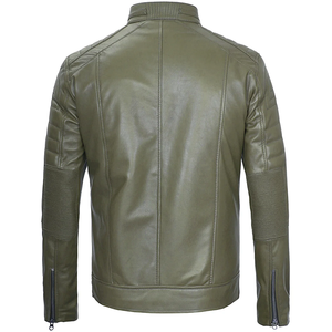 2026 OEM New Arrival Original Olive Green Cowhide <b>Leather</b> <b>Jackets</b> For <b>Men's</b> Zip Pockets 100%High Quality Low MOQ Fashion <b>Jackets</b> - Product Image 2
