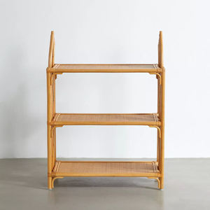 Handmade Natural Rattan Shelving Tulip Flower Design 3 Tier Storage <b>Shelf</b> Children Room Decor Wicker Bookshelf <b>Display</b> Rack <b>Unit</b> - Product Image 2