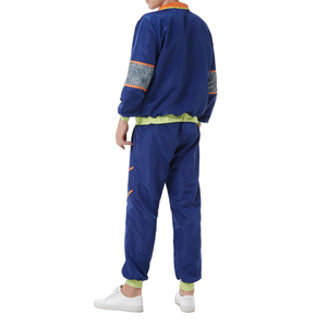 Men's Blue Orange Color Blocking Tracksuit <b>Set</b> Sporty Zip Up Jacket And Pants <b>Knitted</b> Polyester Jogger Outfit Turn Down Collar - Product Image 3