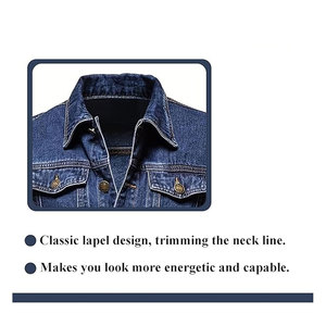 แจ็คเก็ตยีนส์ผู้ชายสไตล์วินเทจ แจ็คเก็ตยีนส์คลาสสิกพร้อมกระเป๋าหลายช่อง ผ้าผสมฝ้ายทนทาน สวมใส่สบาย - Product Image 4