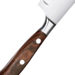 Cuchillo Santoku de 17 cm, Acero Inoxidable, Filo Granton, Cuchillo de Cocina para Picar y Rebanar con Mango Ergonómico de Madera Marrón con Triple Remache - Product Image 3
