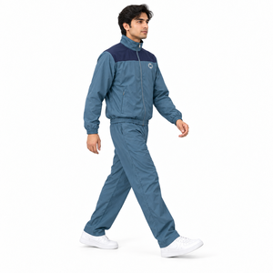 Ensemble de survêtement unisexe bleu uni, écologique, grande taille, coupe-vent d'hiver, doublure polaire, léger, respirant, vêtements de sport personnalisés - Product Image 2