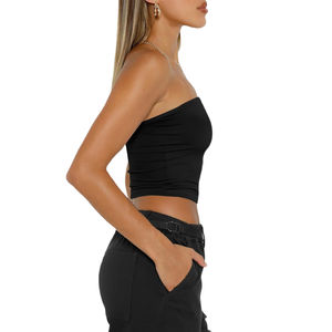 Top Tubo Negro Simple, Bandeau Básico sin Tirantes para Uso Casual, Deportes, Gimnasio, Top Tubo sin Costuras, Ropa Deportiva, Yoga, Ropa Activa - Product Image 3