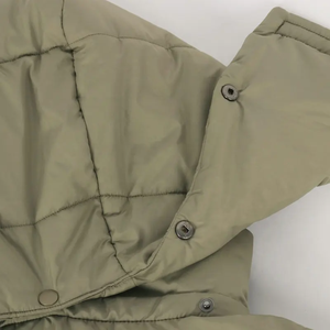 Veste matelassée à capuche pour homme, vert olive, hiver, décontractée, boutonnée, coupe-vent, en polyester épais, coupe classique - Product Image 5