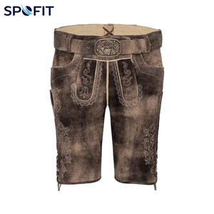 Pantalones Cortos Bávaros de Poliéster SPOFIT para Hombre, Casuales, Tradicionales, Bordados, con Botones, Cintura Media, Cinturón Vintage, Costuras Decorativas - Product Image 2