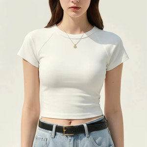 Essential Women's <b>Crop</b> T Shirt Slim Fit Crew Neck Short Sleeve Minimal Casual <b>Top</b> - Product Image 1