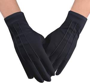 Guantes Formales de Algodón Negro Premium con Cierre a Presión, Guantes para Disfraces de Desfile - Product Image 1