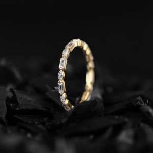 14K Gold Baguette Marquise Diamond Band Alternating Wedding Ring Stackable <b>Bridal</b> Jewelry Wholesale Custom Manufacturer Supplier - Product Image 1