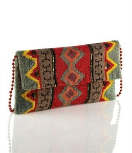 Blue <b>Black</b> Gold Striped Beaded Envelope <b>Clutch</b> <b>Bag</b> Seed Bead <b>Evening</b> Purse Chain Shoulder Handbag Party Wristlet Wallet For Wome - Product Image 3