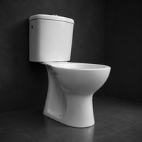 WC moderne italien deux pièces à poser au sol, avec siphon en S, abattant et accessoires, garantie 5 ans, chasse d'eau à décharge directe, pour salle de bain facile à installer