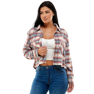 Wholesale women Plaid Shirt Short Sleeve Casual <b>Check</b> Shirt Lightweight Cotton OEM Supplier Factory - Product Image 5