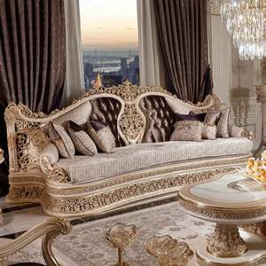 Juego de Sofás Seccionales en Forma de L, Estilo Clásico y Lujoso, con Cojines Rellenos de Esponja, Muebles para Sala de Estar de Estilo Europeo - Product Image 1