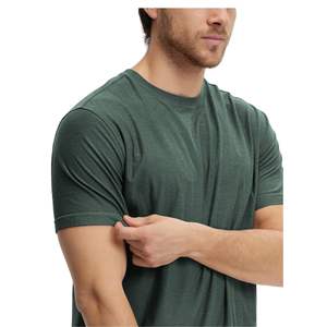Camiseta Personalizada Premium para Hombre, Cuello Redondo, Manga Corta, Verde Oscuro, Algodón, Casual, Verano, Transpirable, Suave, Cómoda, a la Moda - Product Image 3