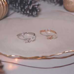 Zircon <b>Ring</b> 925 Sterling Silver 14K Rose <b>Gold</b> Plated Adjustable Dainty <b>Ring</b> Gift For Her Jewelry - Product Image 5